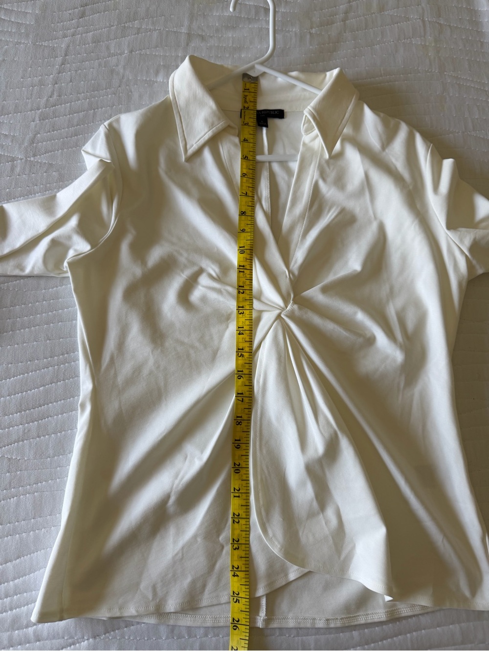 White Twist-Front Collared Long-Sleeve Top - Picture 6 of 6